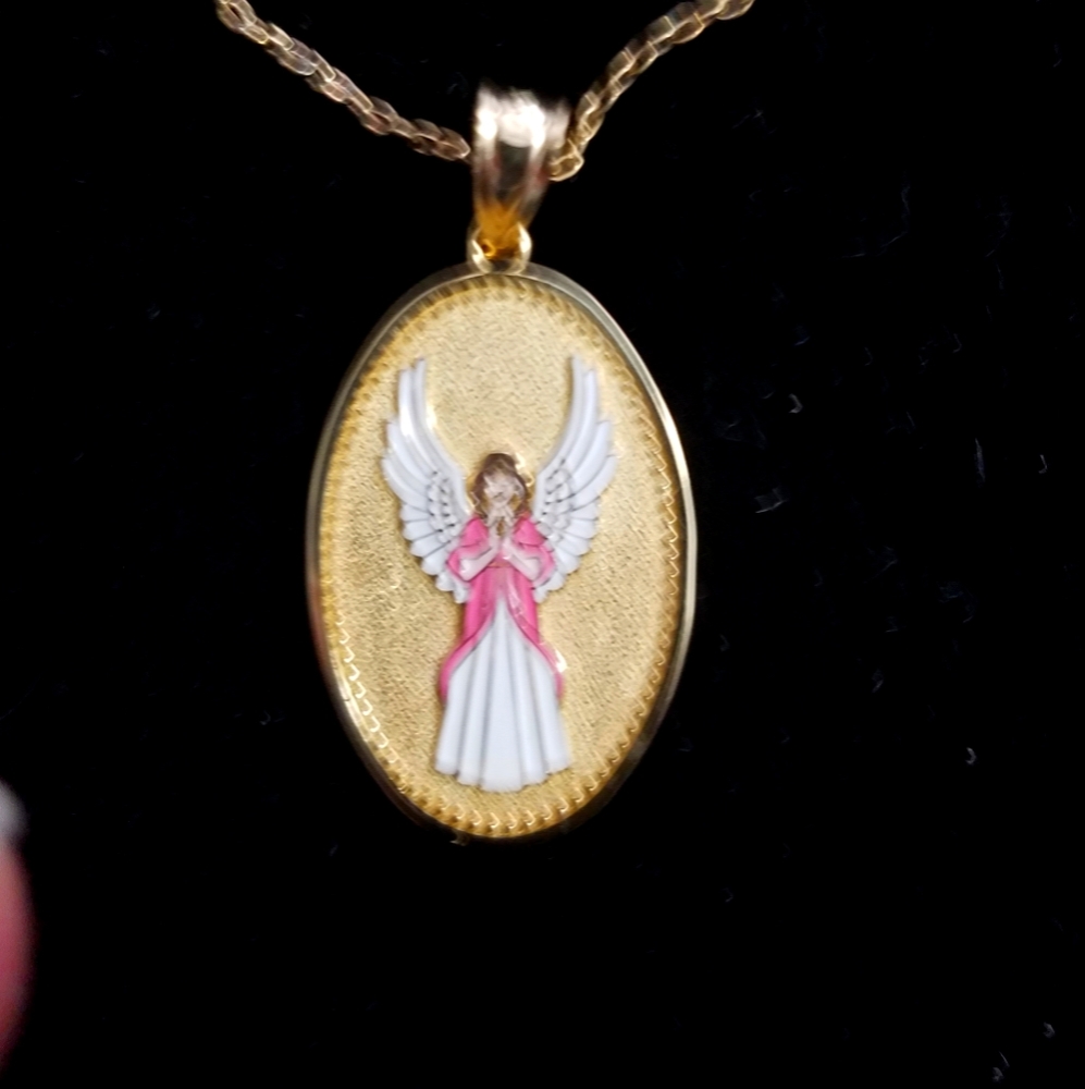 Angel pendant 14k and chain 10k Gold